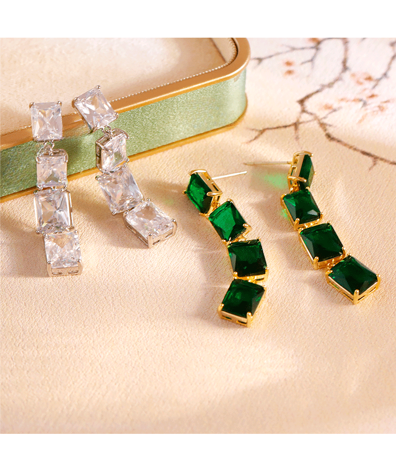 Fashionable Long Dangle Earrings Ultra Mountain Zircon Unique Design High-End Feelings Personality Women's Jewelry Accessories