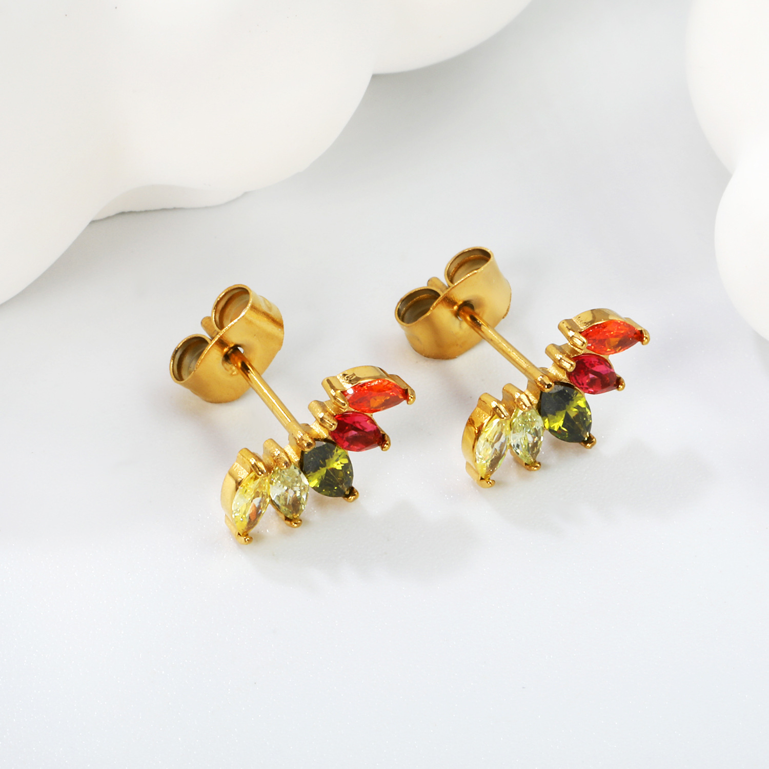 1 Pair Vacation Classic Style Rhombus Inlay 304 Stainless Steel Zircon Ear Studs