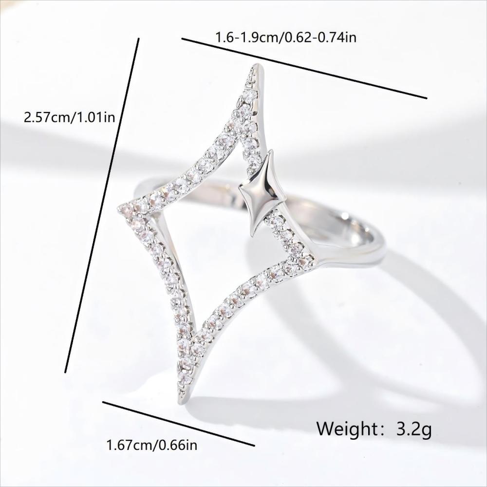 1 Piece Copper Inlaid Zircon Material Geometric Square Women's Ring Suitable For Party Gathering Jewelry Accessories Unisex