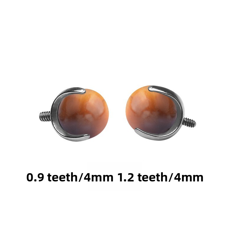 Natural Tiger Eye Stone Titanium Alloy Earrings Lip Ring Tongue Ring F136 Titanium Three-Prong Setting Fashion Simple Style Round Electroplated Jewelry Accessories