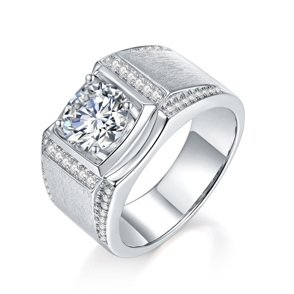 925 Sterling Silver Moissanite Geometric Rings GRA Certificate