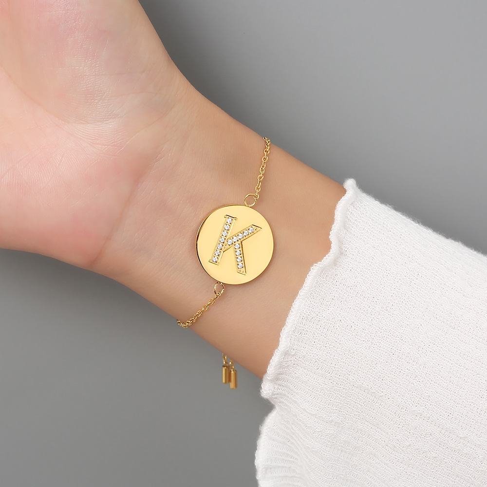 Titanium Steel Bracelet With 26 Letter Pendant Multifunctional Jewelry Accessories Unisex European