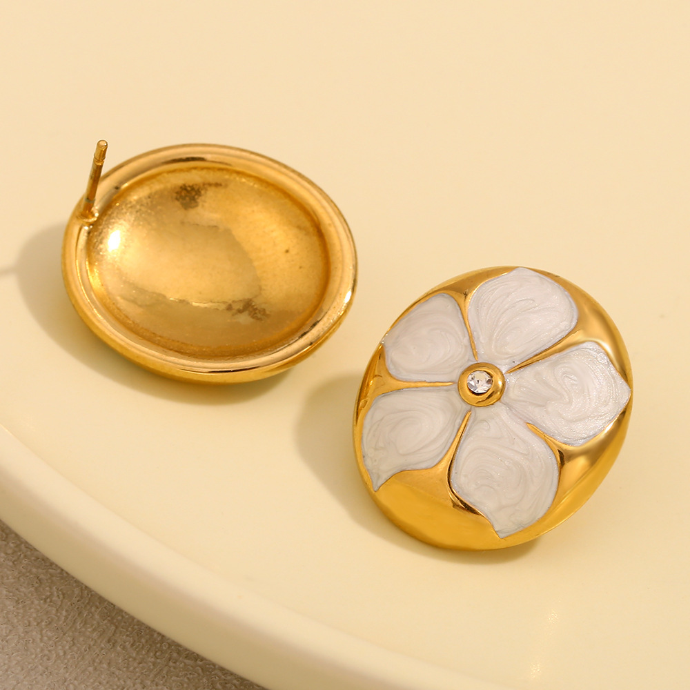 PVD Coated Real Gold Plated Flower 304 Stainless Steel Vacation Classic Style Waterproof Non Tarnish Ear Studs