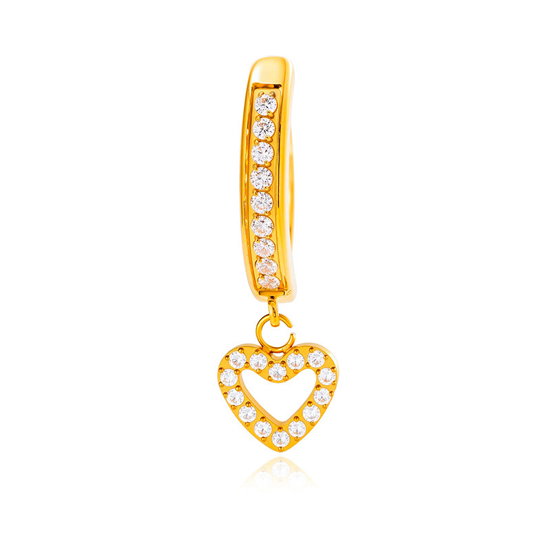 Fashion Hollow Heart-Shaped Titanium Alloy Belly Button Ring Design Sense Belly Piercing Jewelry Women's Fashion Accessories Unisex