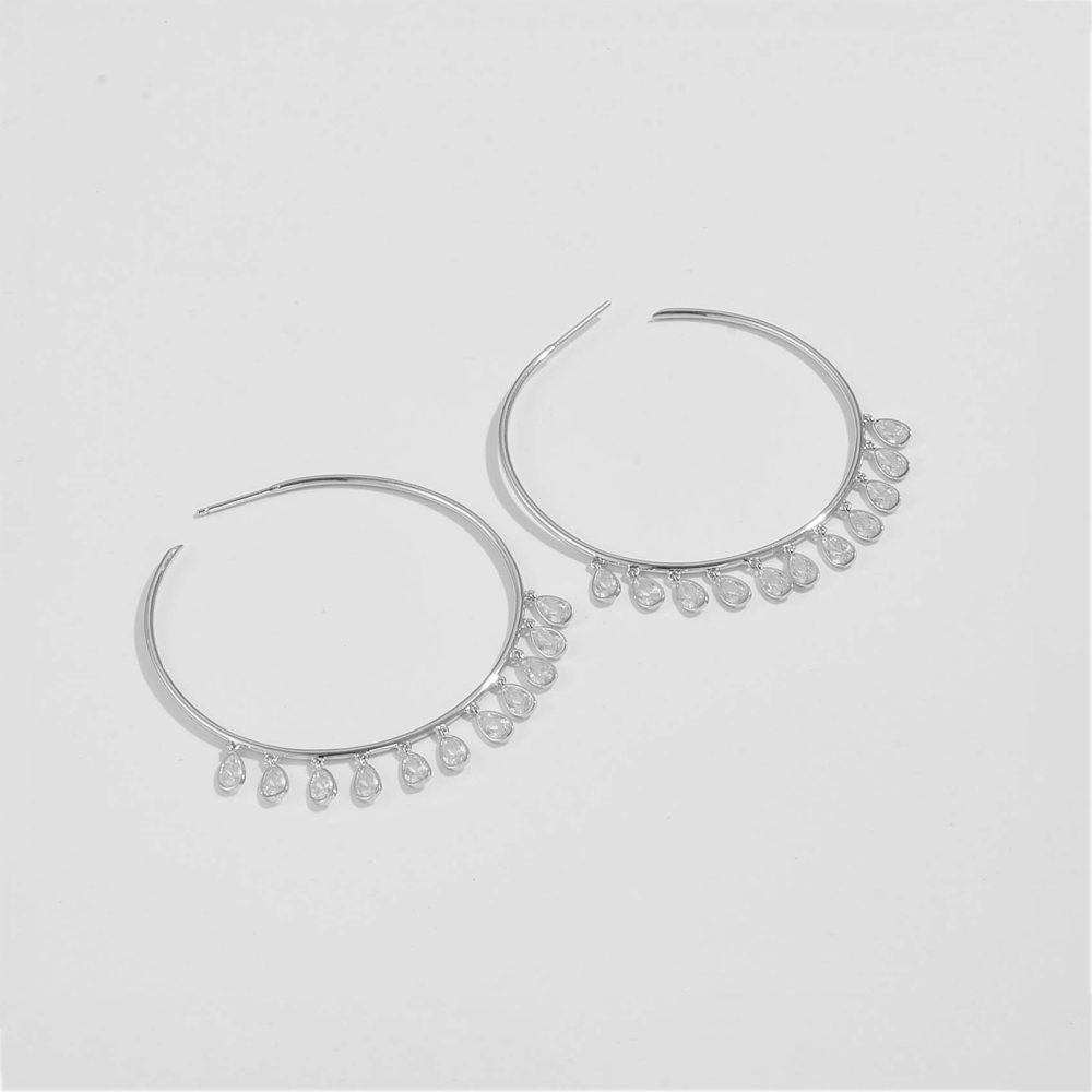 1 Pair Simple Style Classic Style Geometric Plating 925 Sterling Silver Zircon Electroplating 18K Gold Plated 18K Real Gold Plated White Gold Plated Women's Drop Earrings