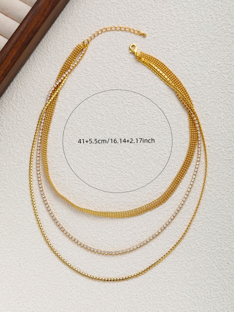 Gold-plated Stainless Steel Snake Bone Chain Necklace Ladies Multi-layer Jewelry Accessories Geometric