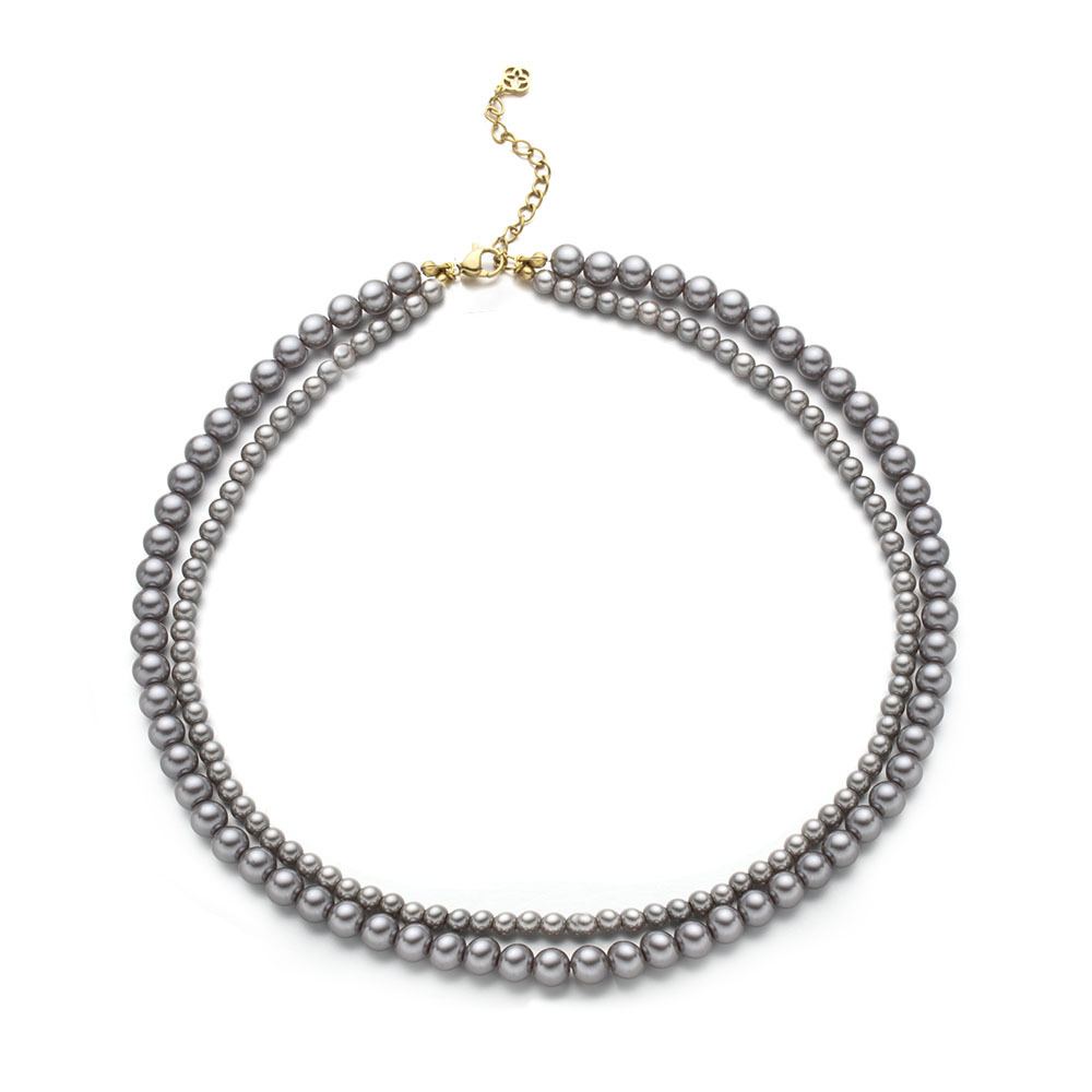 Dark Gray Pearl Necklace Ladies Ultra-Thin Collarbone Chain Fashion U-Shaped Design Gold Plated Jewelry Accessories