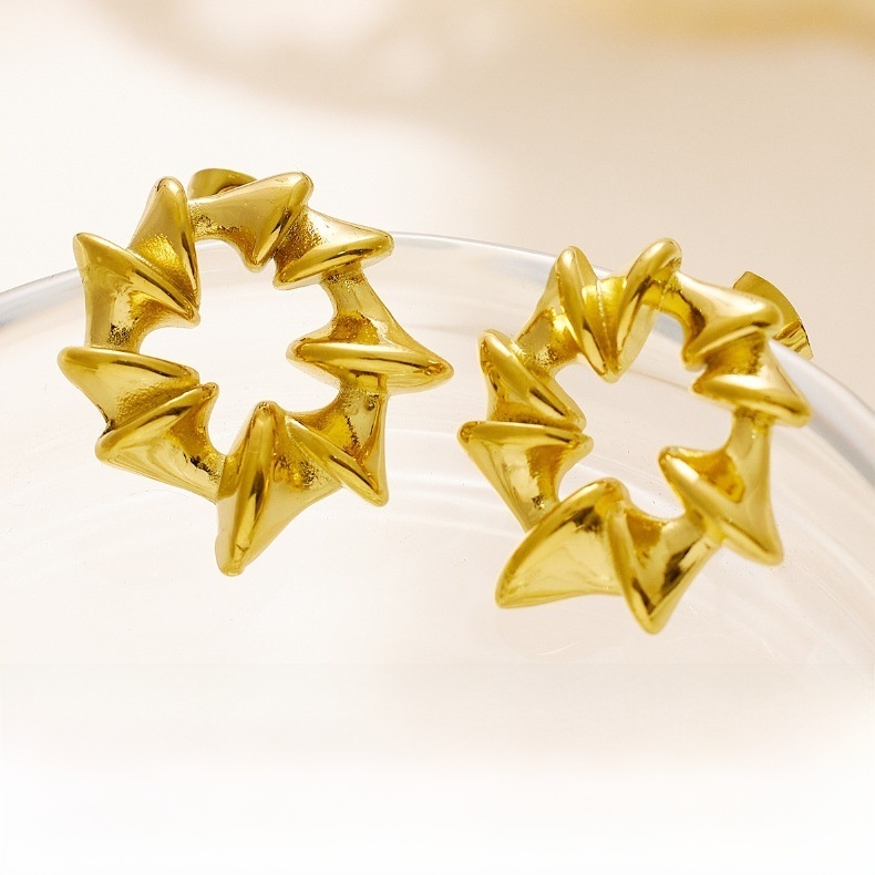 Titanium Steel Spiral Geometric Earrings Jewelry Accessories For Women Rose Gold Plated