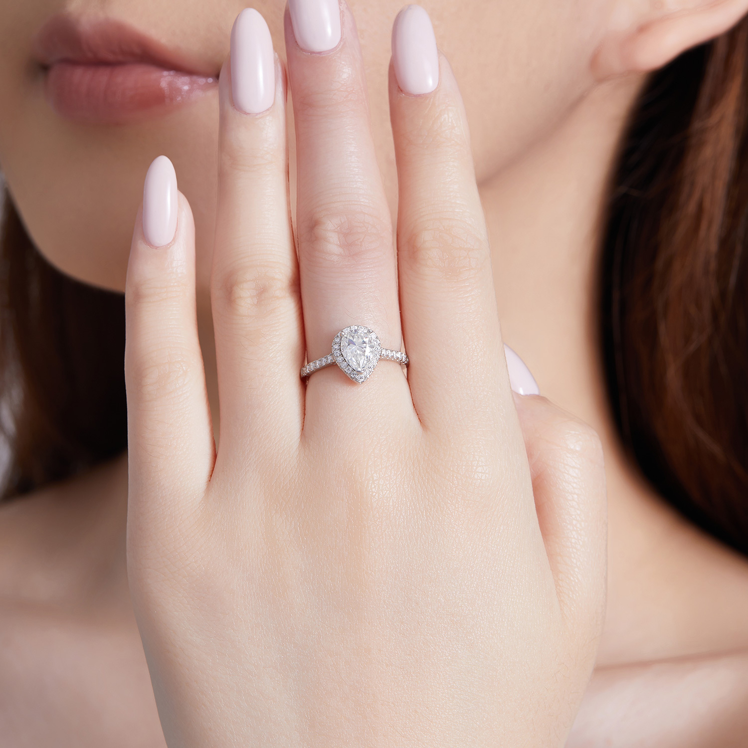 Custom Jewelry Wedding Engagement 925 Silver GRA 6*8mm VVS Pear Moissanite Ring Women