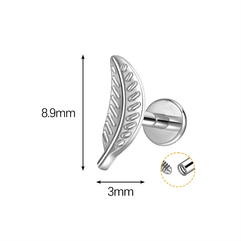 Fashion G23 Titanium Alloy Ear Lip Stud With Claw Inlaid Zircon Geometric Pattern Suitable For Men And Women Titanium Steel
