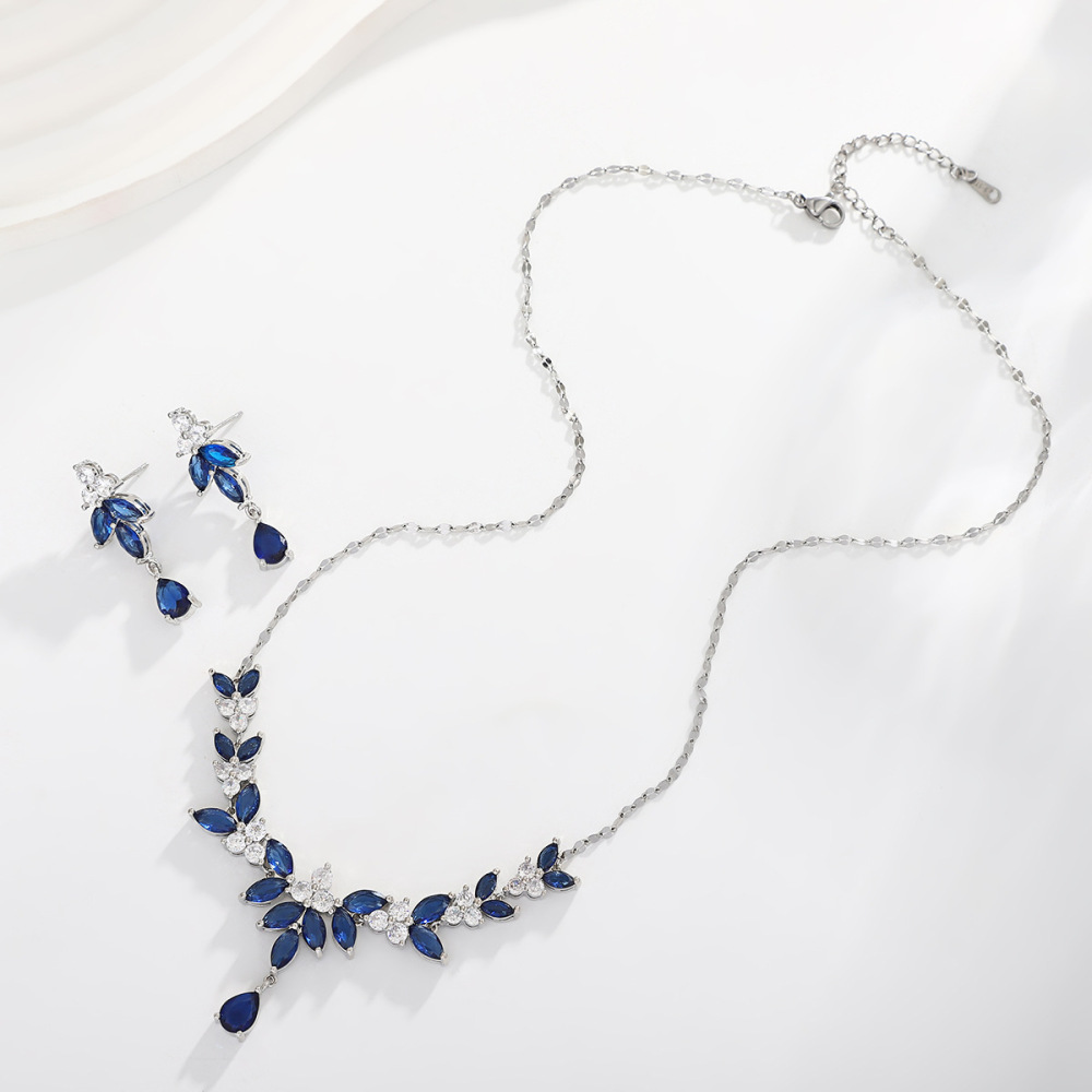 Water Droplets Copper Classic Style Earrings Necklace