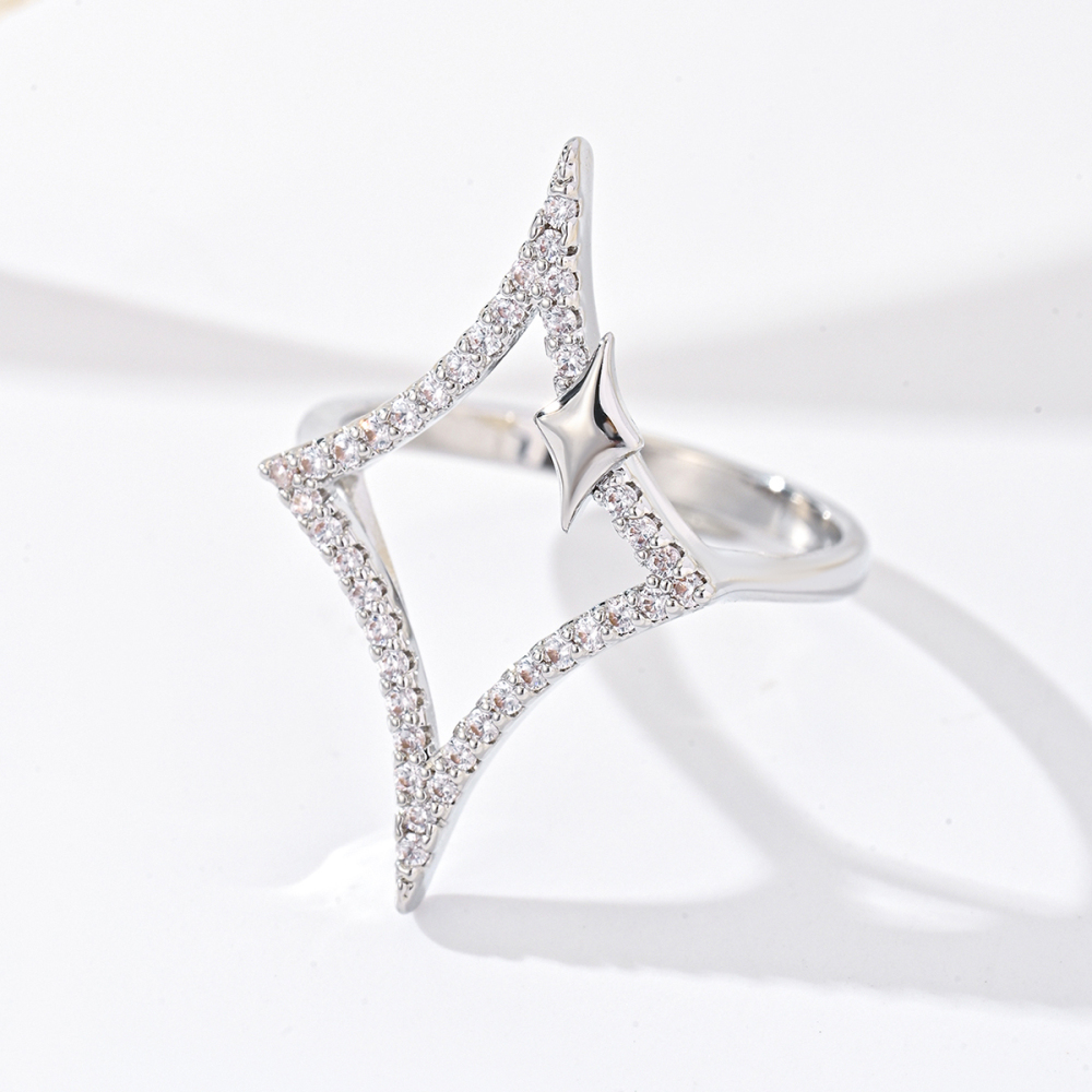 1 Piece Copper Inlaid Zircon Material Geometric Square Women's Ring Suitable For Party Gathering Jewelry Accessories Unisex