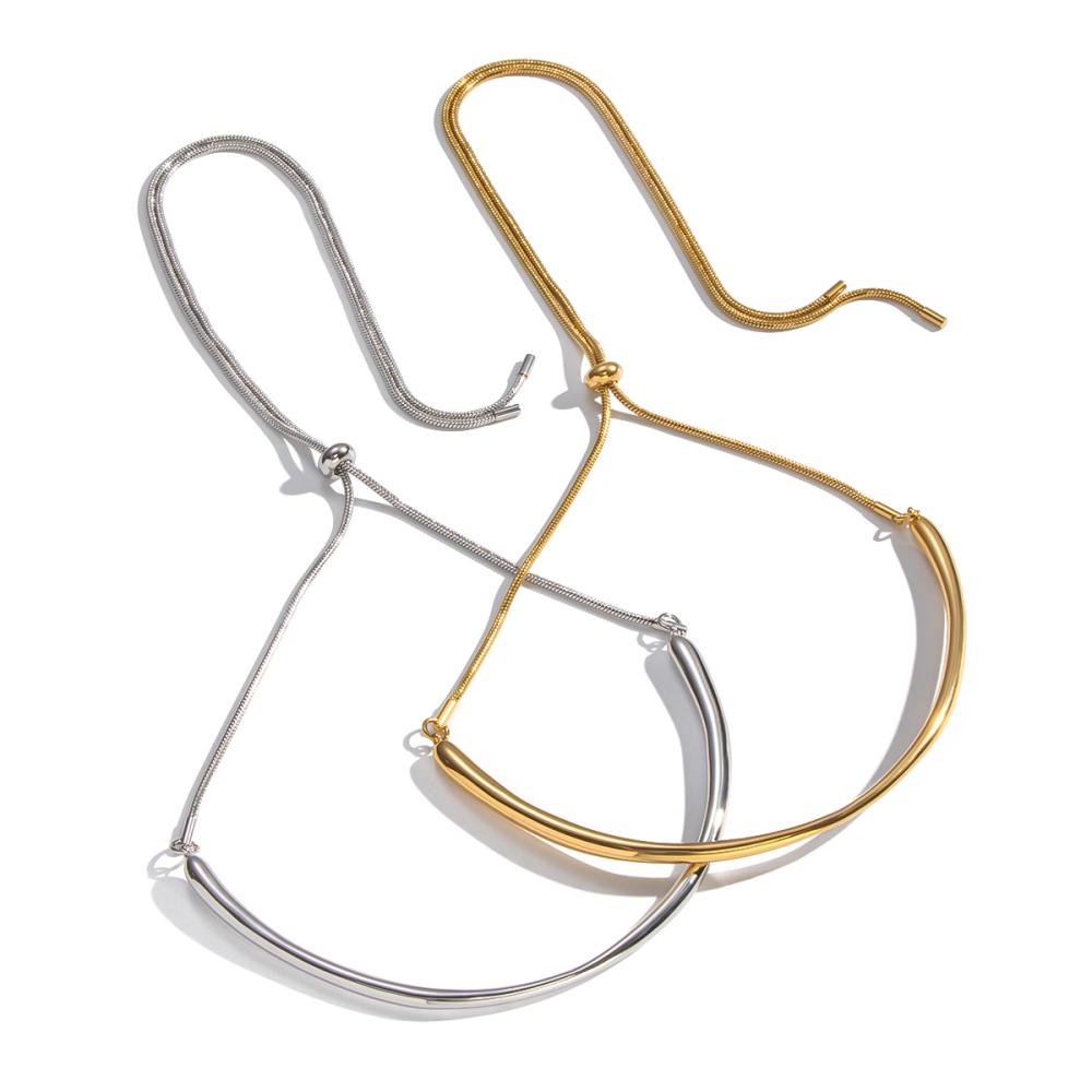 Geometric Ring Necklace Polished Handmade Simple Elegant Luxury Feelings Accessories Jewelry Stainless Steel Gold Plated