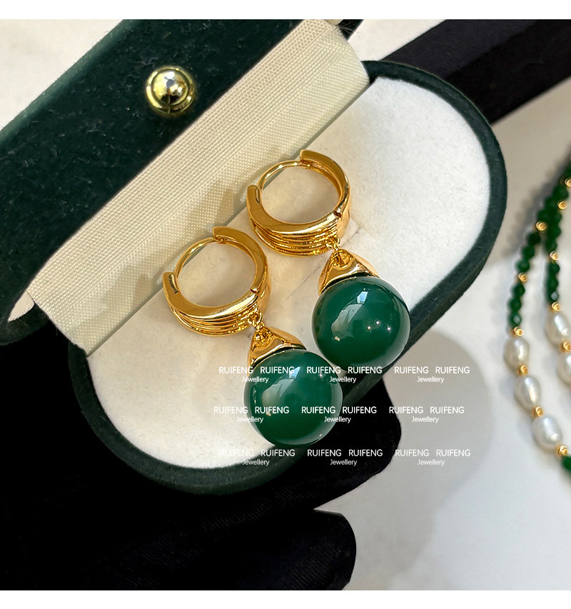 Natural Green Agate Jade Ice Type Earrings Women Luxury Small Niche High End Stud Earrings Jewelry Accessories