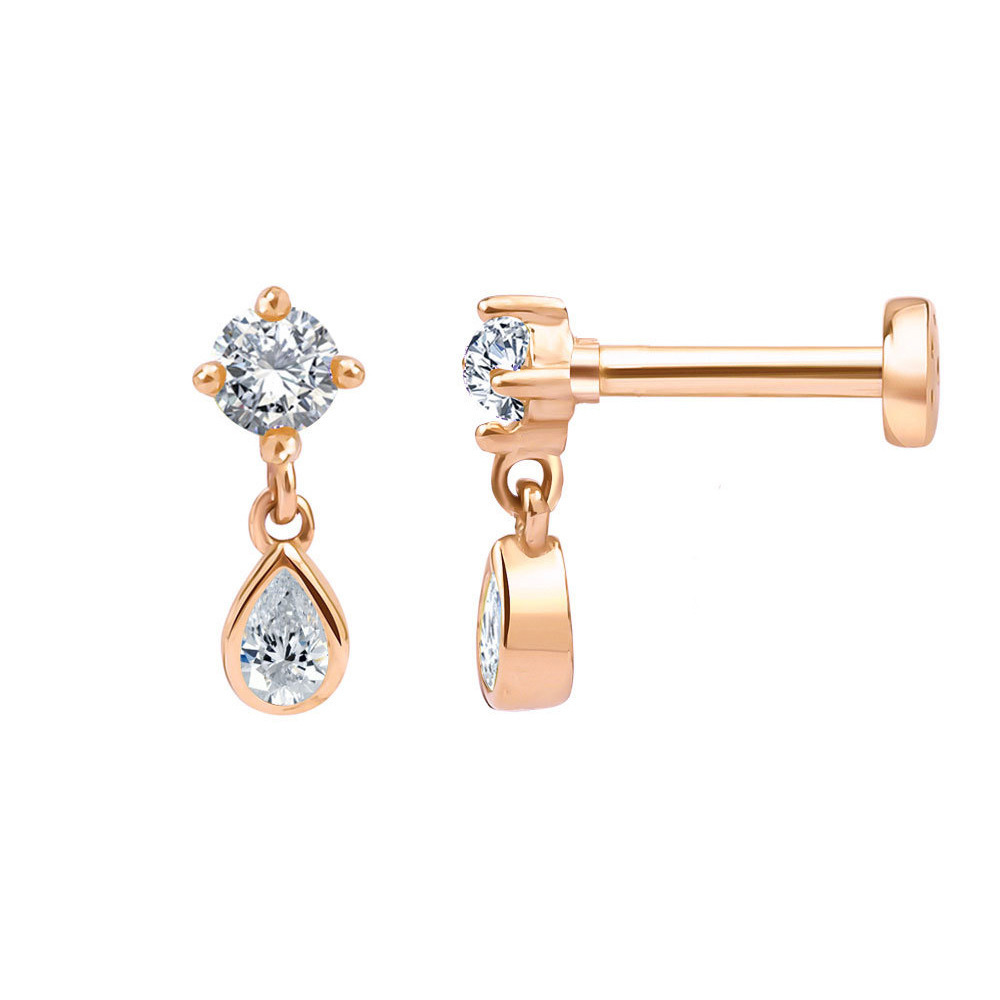 S925 Sterling Silver Geometric Simplicity Stud Earrings With Embedded Zirconia Stones Flat Head Fashionable Versatile Jewelry