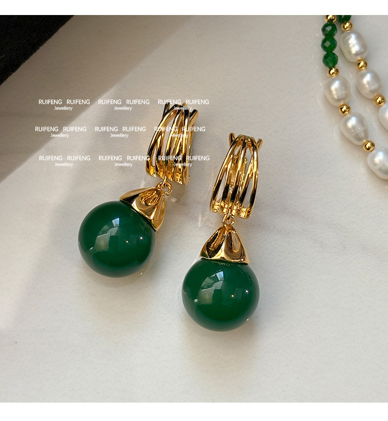 Natural Green Agate Jade Ice Type Earrings Women Luxury Small Niche High End Stud Earrings Jewelry Accessories