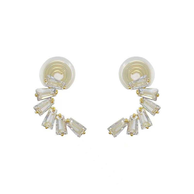 Fashionable Luxury Stone Ear Cuff No Piercing Mosquito Coil Tray Super Shiny High-End Feelings Women's Jewelry Earring