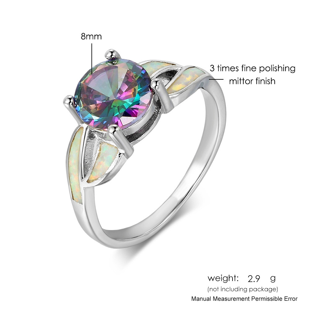 Simple Style Shiny Geometric Copper Inlay Opal Zircon Women's Rings
