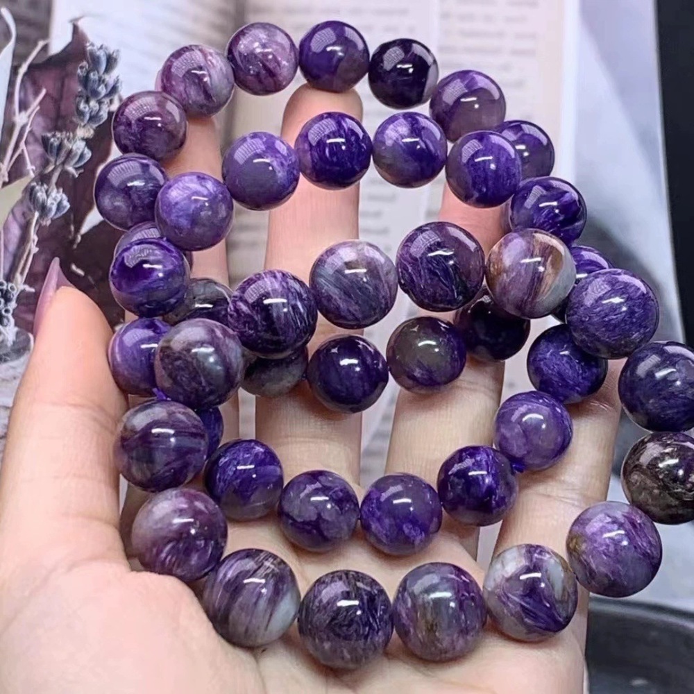 Natural Purple Dragon Crystal Bracelet Charoite Stone Full Dragon Pattern King Purple Nine Purple Fire Versatile Bracelet