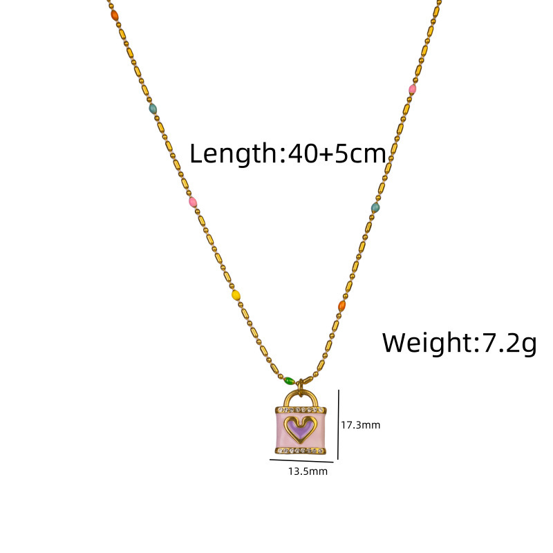 Vintage European And American Style Unisex Heart Lock Pendant Necklace Luxurious Lightweight Vacuum Electroplated Elegant 304 Stainless Steel Jewelry Accessories