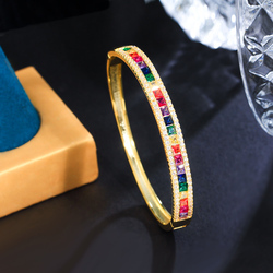 1 Copper Style Bracelet Delicate Colorful Jewelry Cubic Zirconia Crystal Rainbow Color Bracelet For Women Wedding Bride Luxury Accessories Suitable For Women Wedding Or Date Wear