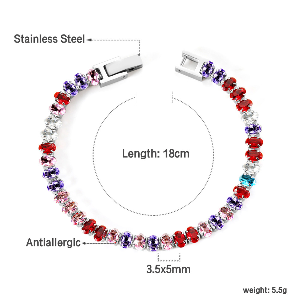 Elegant 304 Stainless Steel Gold-Plated Vacuum Plating (inside The Furnace) 18K Real Gold-Plated Tennis Bracelet Full Diamond Multi-Color Fashion Women's Watch Accessories