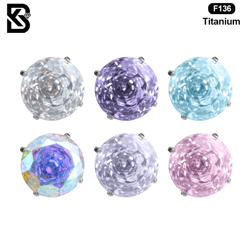 Millennium Rose Titanium Alloy Ear Lip Nose Belly Button Piercing Jewelry Accessories Cut Zirconia Geometric Pattern Unisex