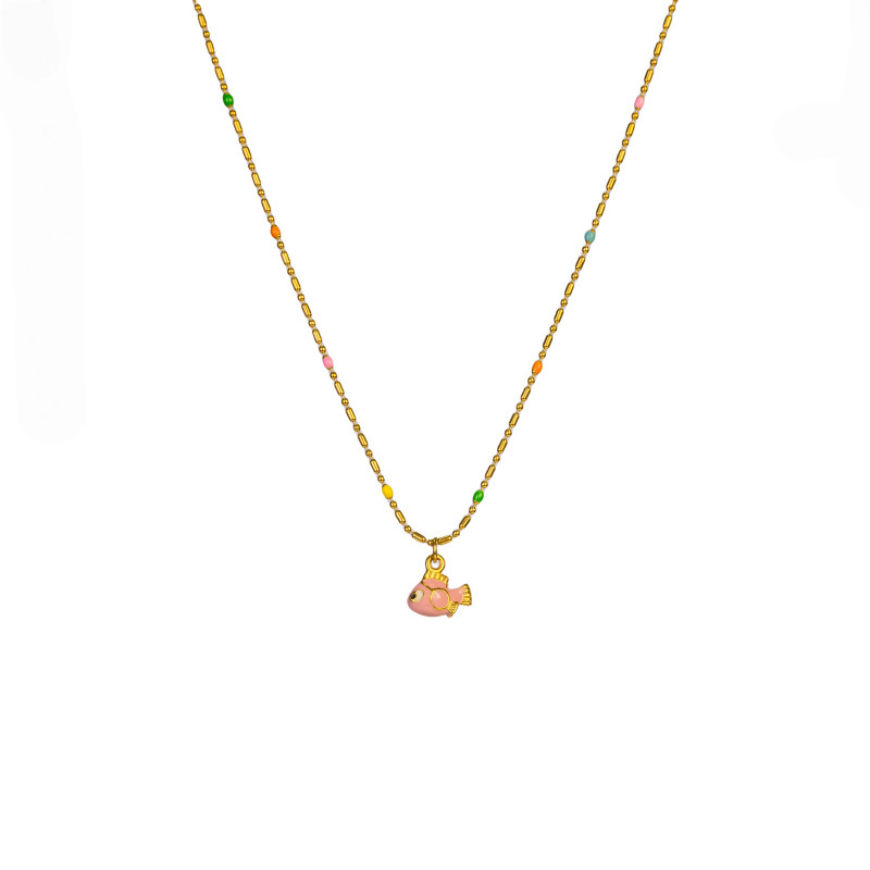 304 Stainless Steel Fish Pendant Necklace Cute Fat Fish Design Elegant Fashion Accessories Ladies European American Style Jewelry