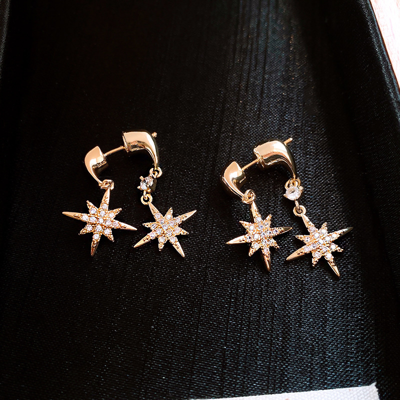 1 Pair Simple Style Classic Style Star Plating Copper Drop Earrings
