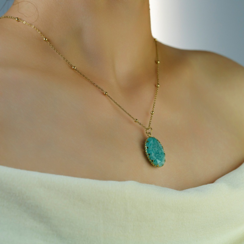 Luxury Handmade Natural Stone Gold Plated Stainless Steel 14K Necklace Ladies Casual Elegant Ins Style Jewelry Accessories