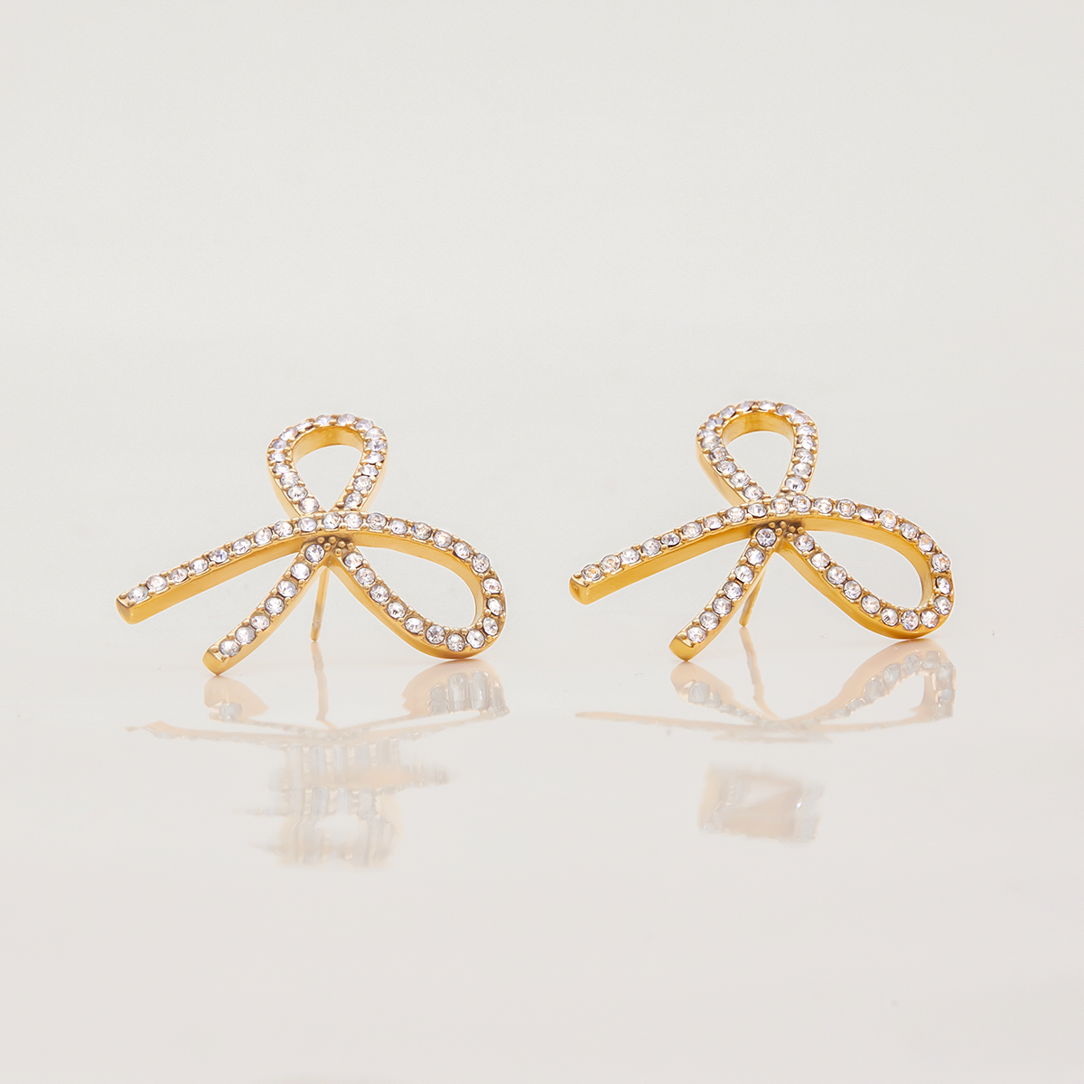 304 Stainless Steel Bow Knot PVD Coated Real Gold Plated Classic Style Waterproof Non Tarnish Earrings Ear Studs
