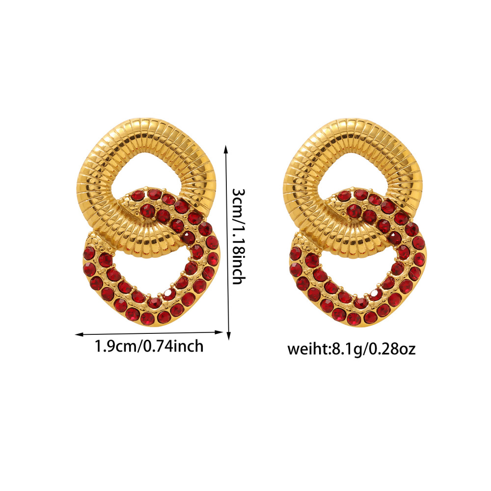 Trendy 18K Stainless Steel Zircon Earrings For Women Non-Fading Geometric Pattern Original Design Jewelry Accessories