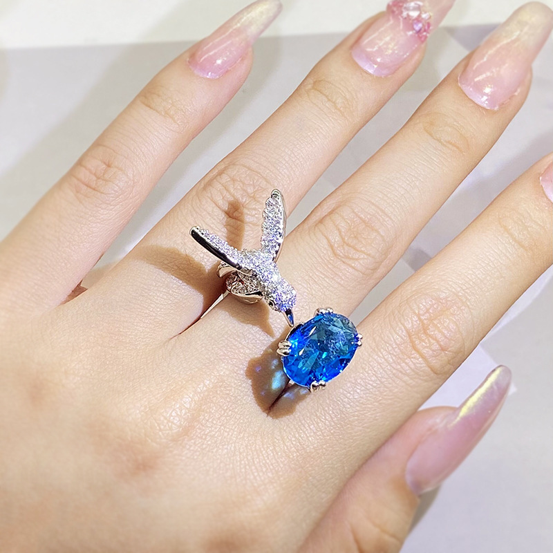 Ins Style Eagle Copper Plating Zircon Open Ring 1 Piece