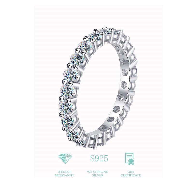 0.2ct 0.5ct Moissanite Row Ring Geometric White Gold Plated Moissanite Row Ring