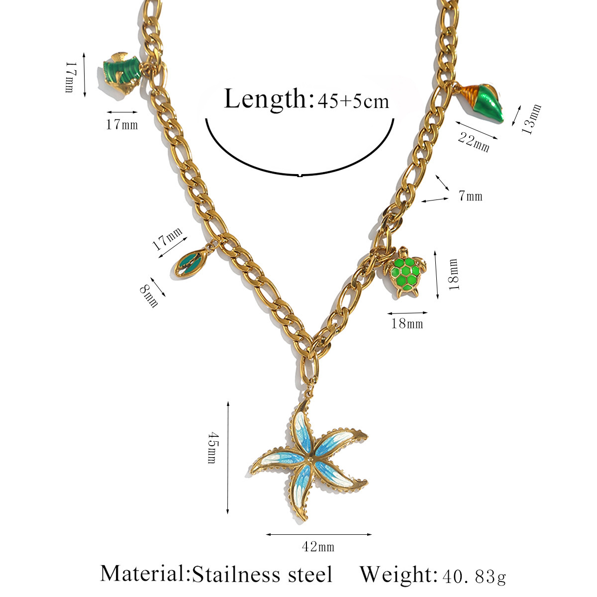 Women's 304 Stainless Steel Necklace Pendant Turtle Design Luxurious Savings Jewelry Set Starfish Pendant Light Geometric Pattern INS Style Multi Pendant Necklace
