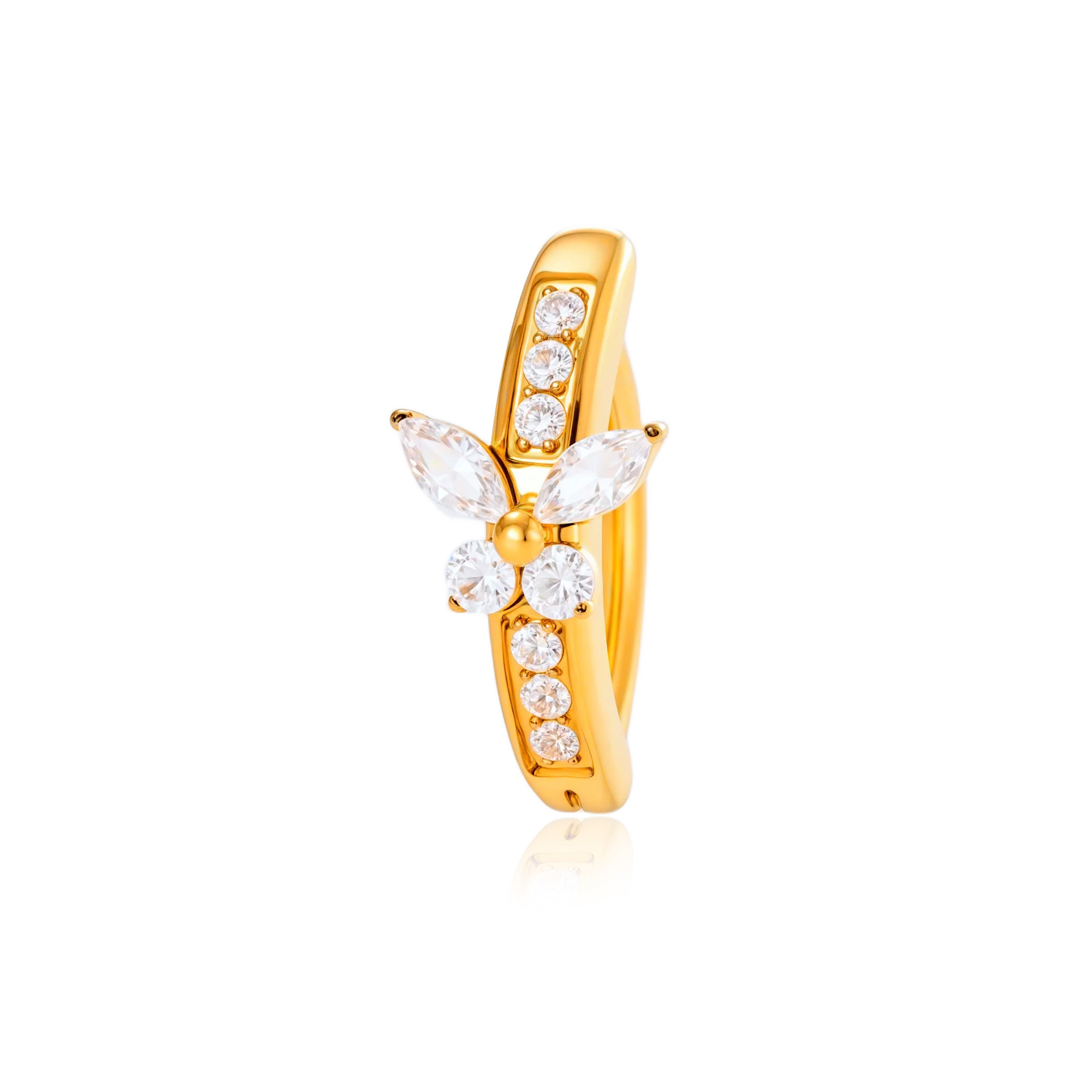 Fashion Weekend Party Women's Elegant Simple Style Butterfly Design Titanium Alloy Belly Button Ring With Zircon Inlay