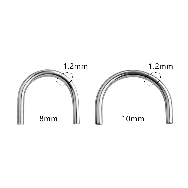 Titanium Alloy U-shaped Ear Piercing Stud Horseshoe Ring Internal Thread Nose Bone Lip Stud Electroplated Geometric Pattern Body Jewelry Accessories