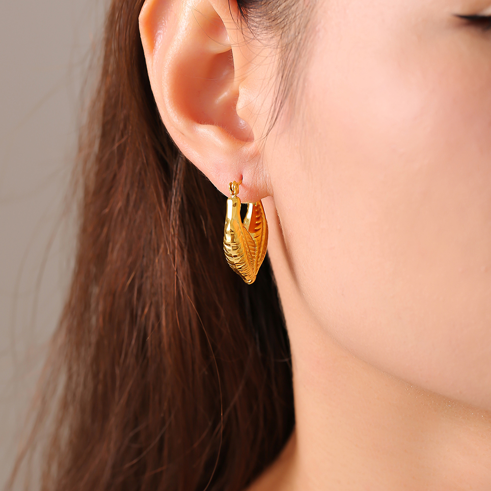 304 Stainless Steel Geometric PVD Coated Real Gold Plated 18K Gold Princess British Style Commute Waterproof Non Tarnish Plating Earrings