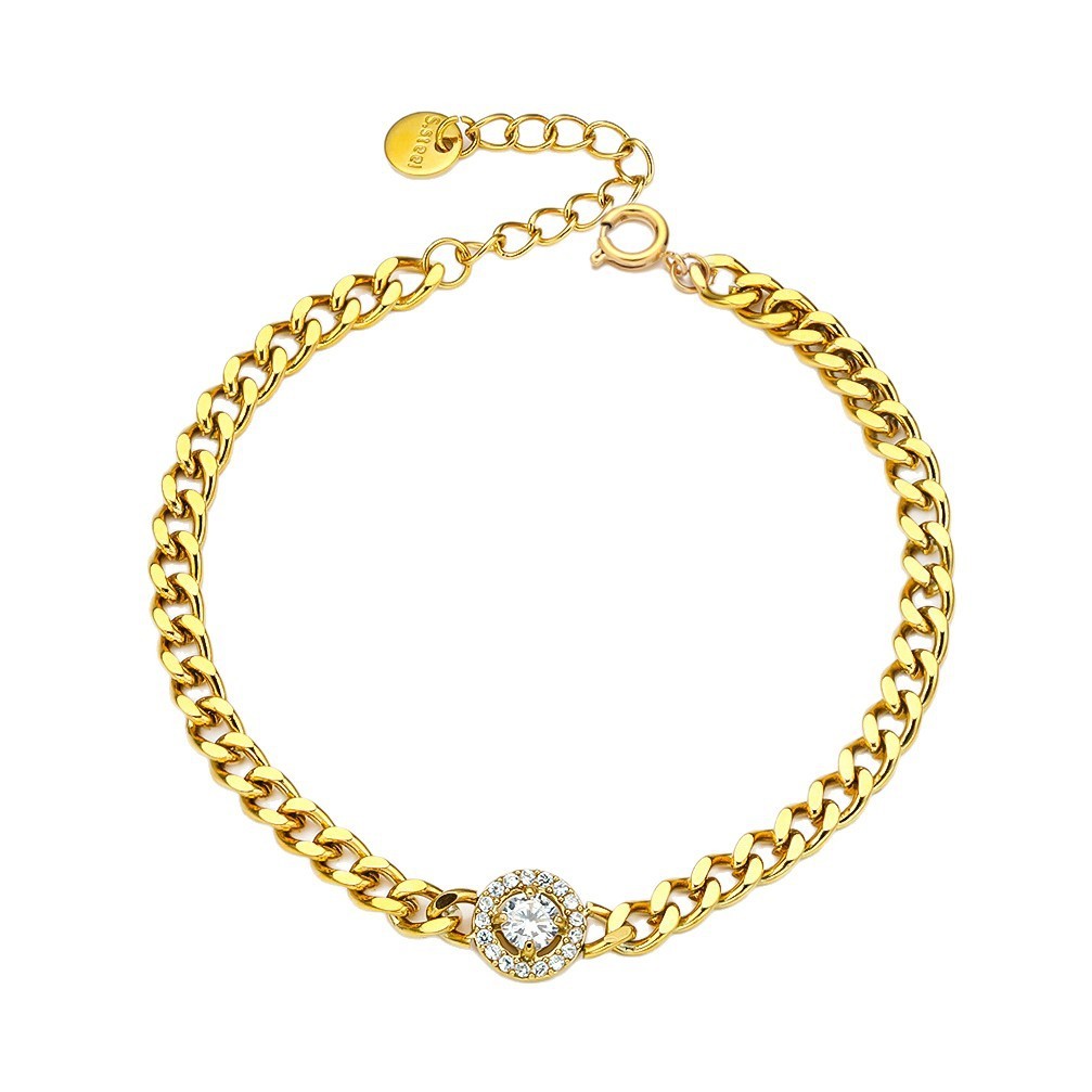 Titanium Steel Heart Bracelet Women Inlaid Zircon Jewelry Accessories