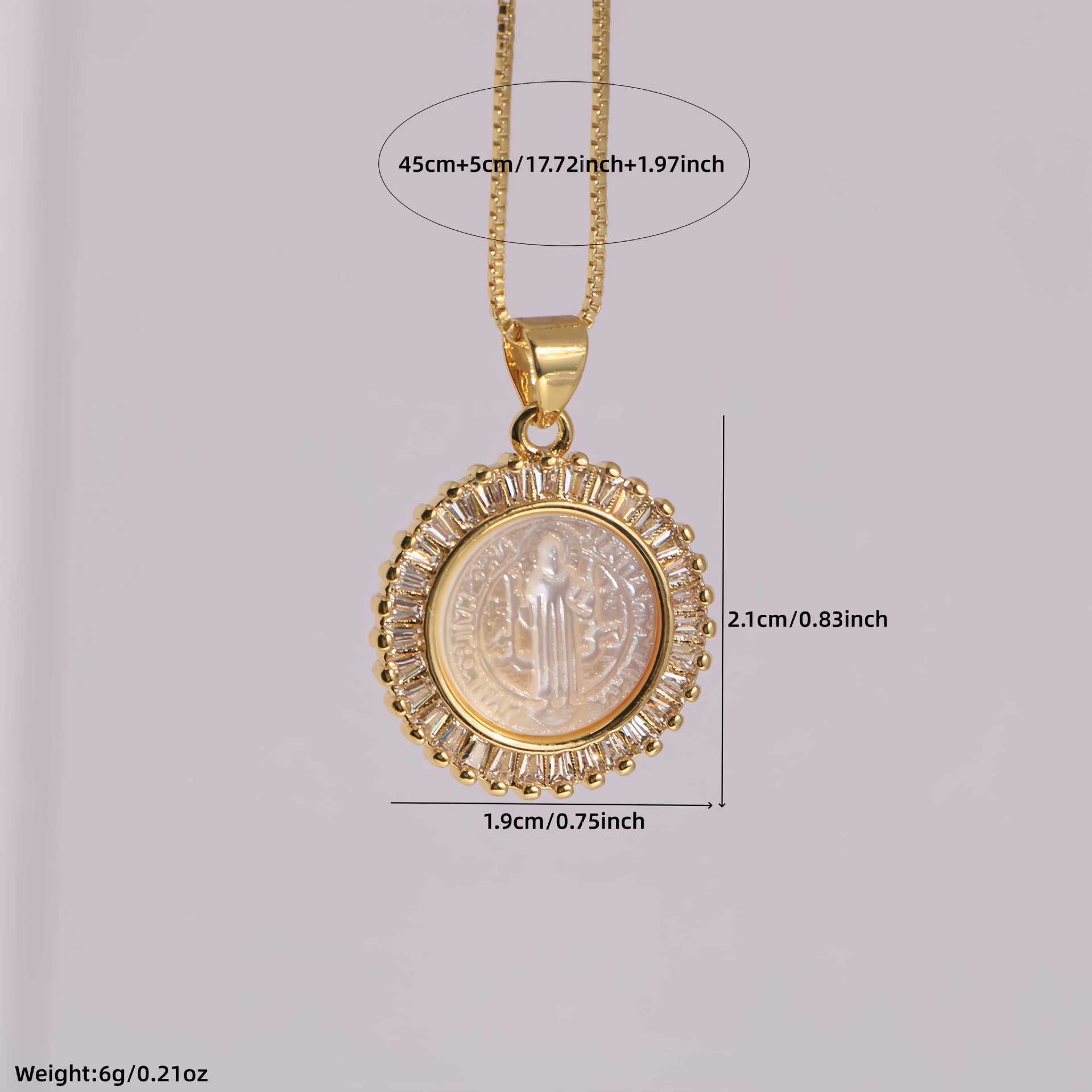 French Style 18K Gold Plated Shell Necklace Ladies Micro Inlaid Zircon White Shell Jewelry Accessories