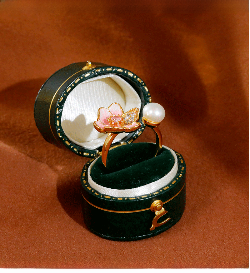 French Fairy Tale Style Floral Oil Drip Open Ring Women's Fashion Versatile Ring Bohemian Print Copper Zirconia Jewelry