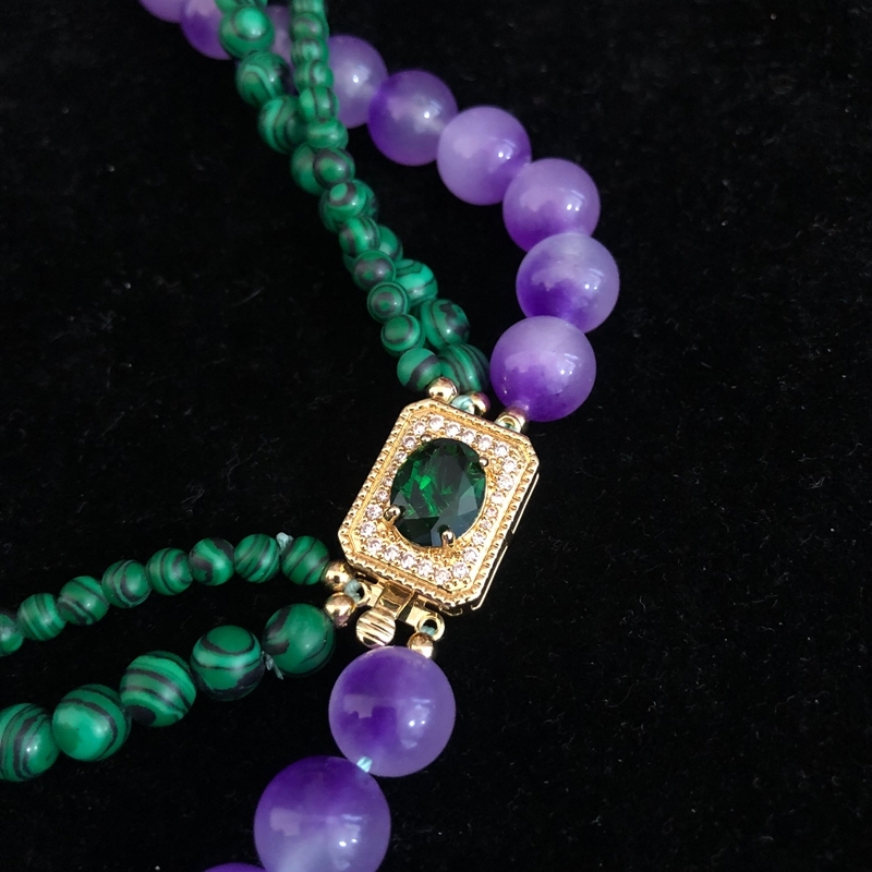 Elegant Simple Classic Multi-Layer Design Turquoise Purple Stone Bead Necklace Fashion Jewelry Matching Sweater Chain For Women