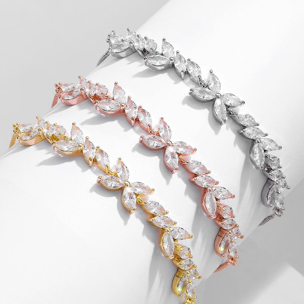 Fashionable Classic Full Embedded 3A Horse Eye Zirconia Bracelet Women's Versatile Floral Stylish Accessory For Anniversary