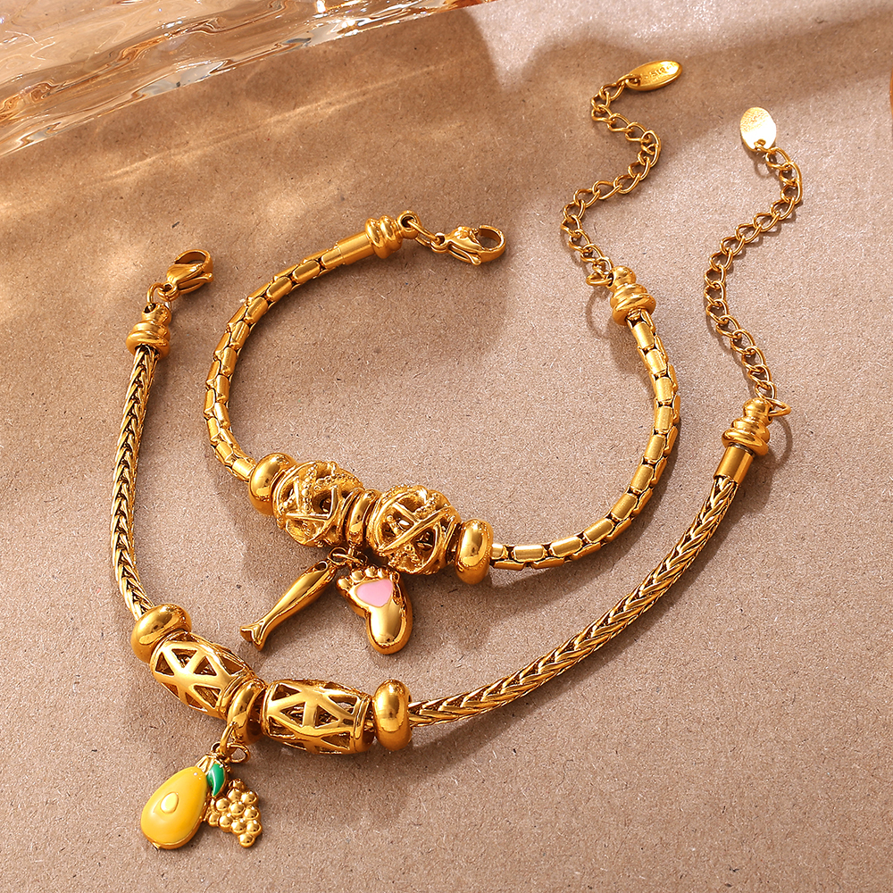 Amazon Cross-Border Fashion INS Style DIY Various Pendant Bracelet Non-Fading 18K Gold Plated Light Luxury Bracelet Jewelry
