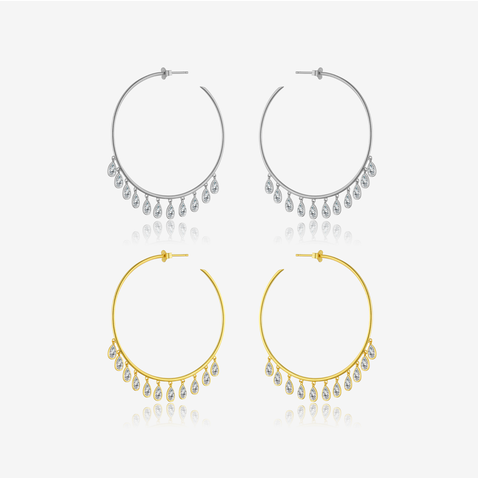 1 Pair Simple Style Classic Style Geometric Plating 925 Sterling Silver Zircon Electroplating 18K Gold Plated 18K Real Gold Plated White Gold Plated Women's Drop Earrings