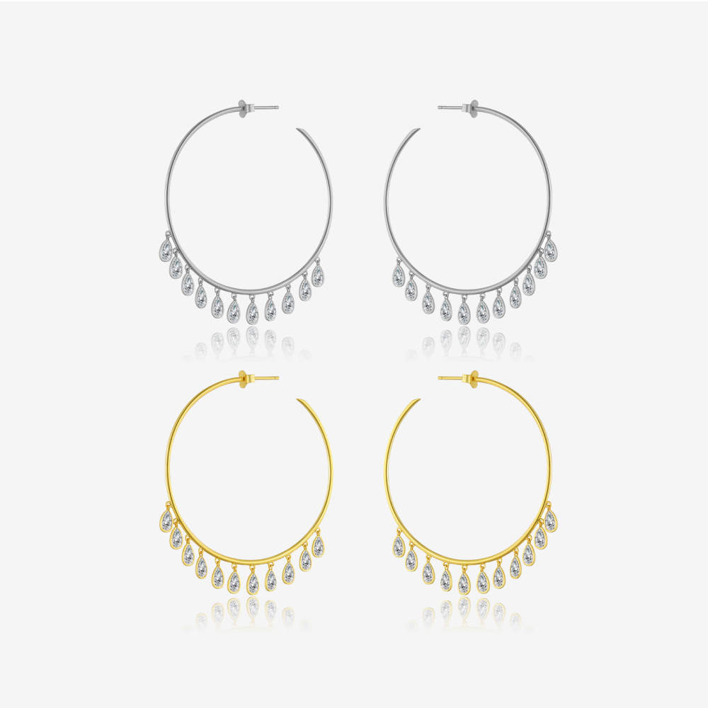 1 Pair Simple Style Classic Style Geometric Plating 925 Sterling Silver Zircon Electroplating 18K Gold Plated 18K Real Gold Plated White Gold Plated Women's Drop Earrings