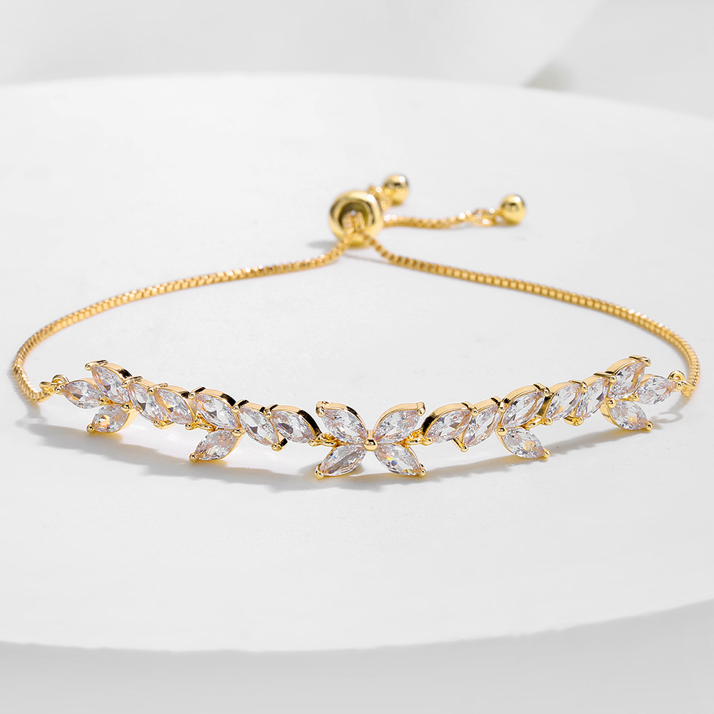 Fashionable Classic Full Embedded 3A Horse Eye Zirconia Bracelet Women's Versatile Floral Stylish Accessory For Anniversary