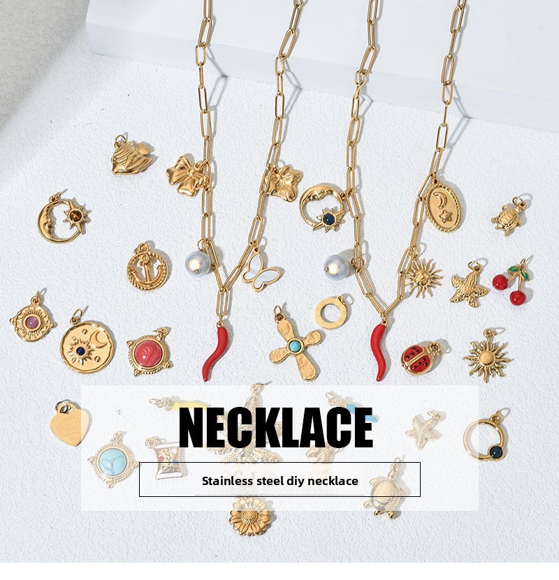 Fashionable Creative DIY Stainless Steel Women's Necklace High-End European Design Pendant Lockbone Chain Jewelry Accessory