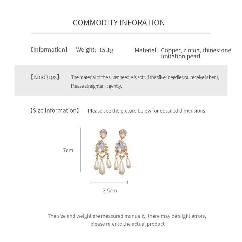 Vintage Silver Needle Inlaid Diamond Water Drop Pendant Pearl Earrings Multifunctional Pearl Jewelry Accessories