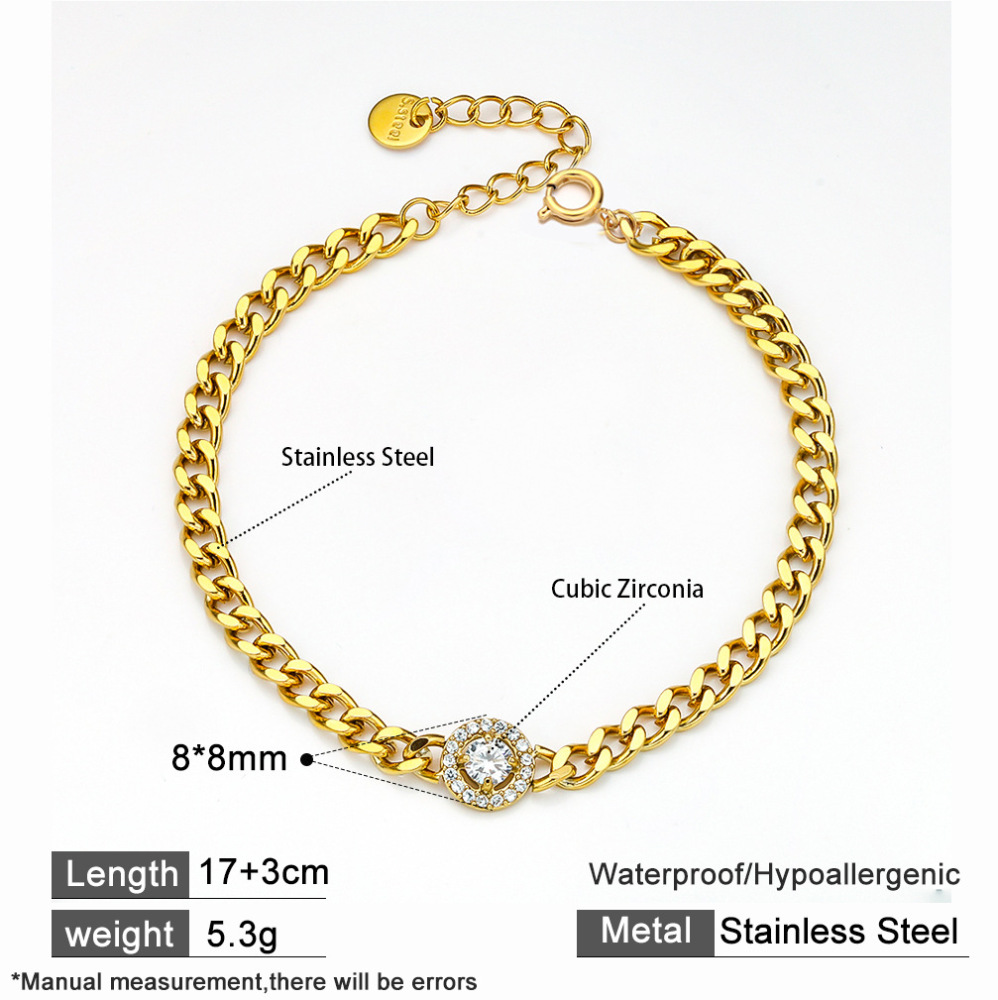 Titanium Steel Heart Bracelet Women Inlaid Zircon Jewelry Accessories